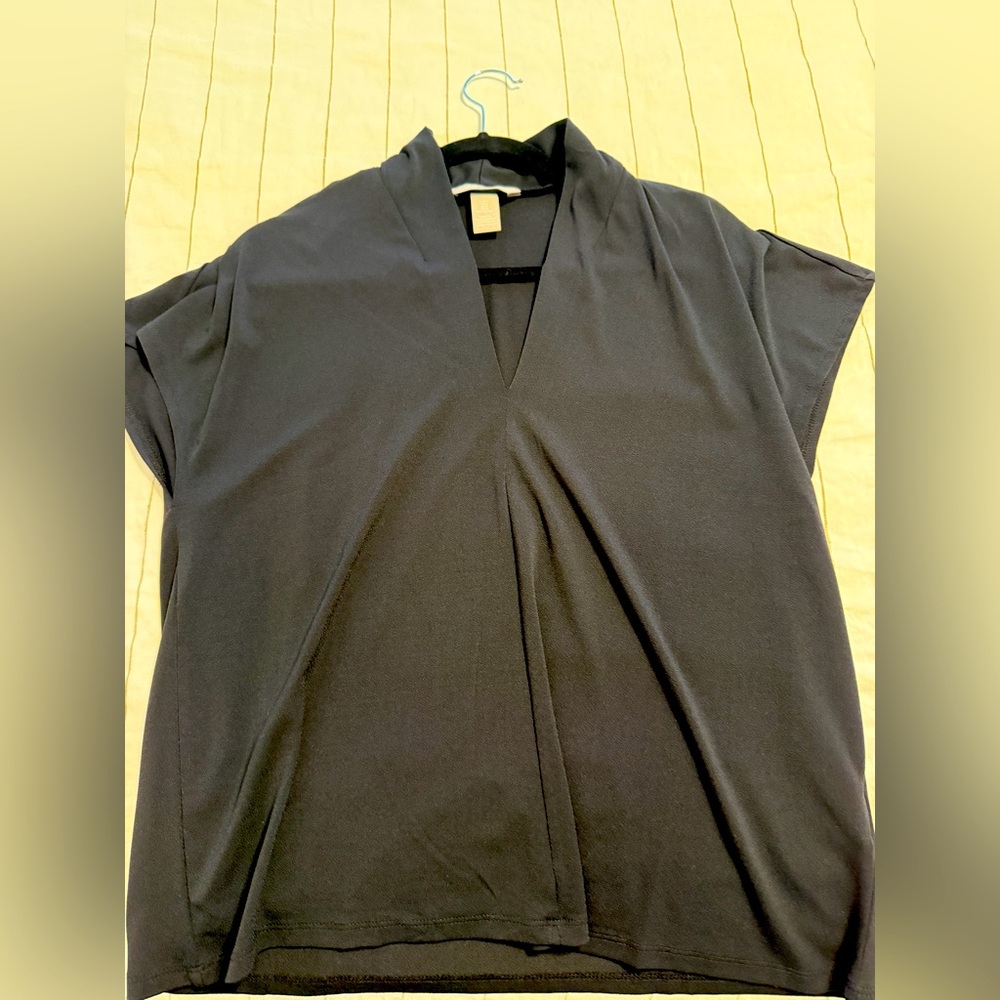 M H&M Black Cap Sleeve V-Neck Blouse